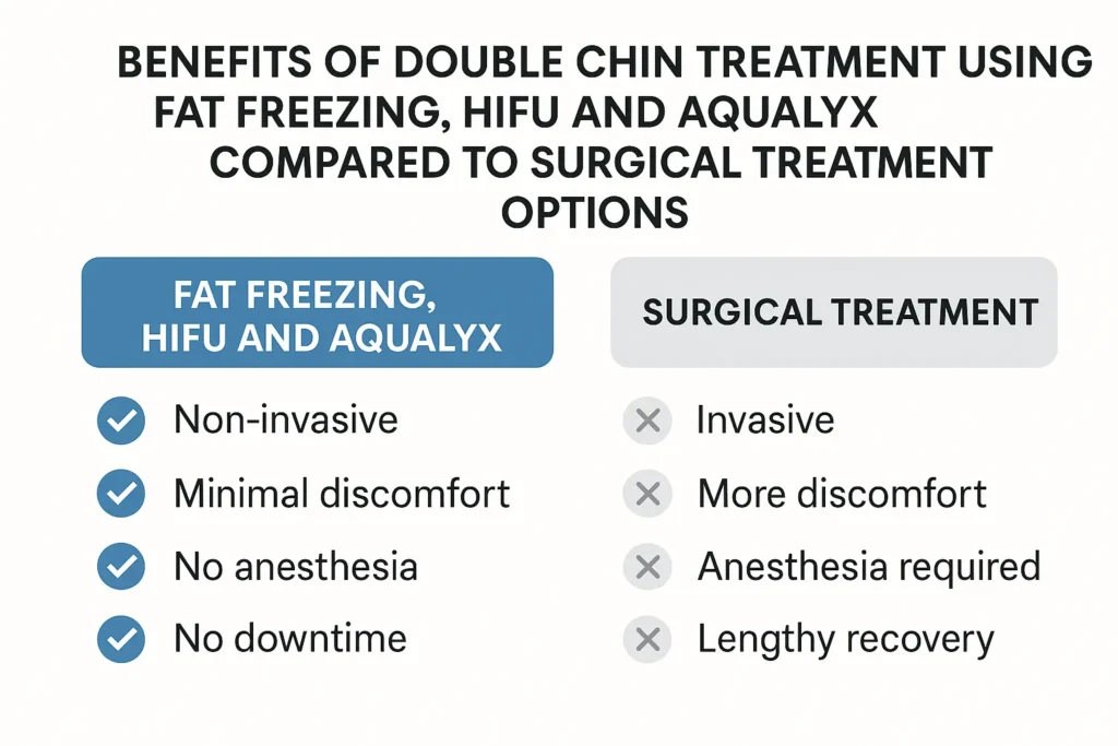 Graphic about the benefits of double chin treatment Mansfield - from LA LIPO