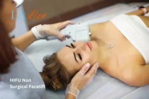 Woman having Hi-Fu to reduce wrinkles Mansfield.