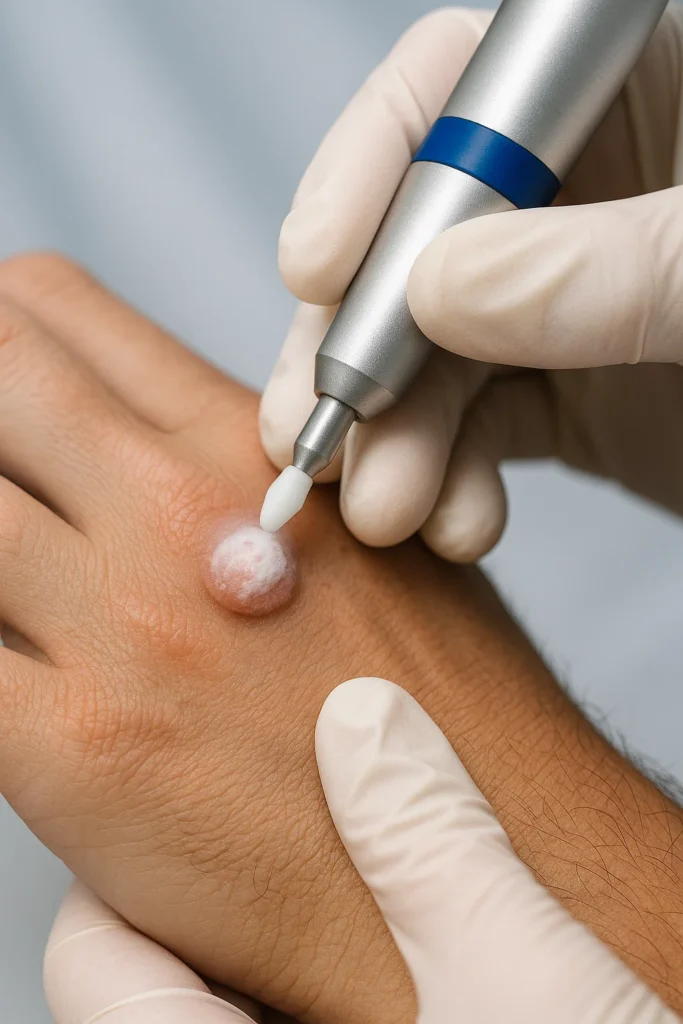 example of wart removal Mansfield using cryopen