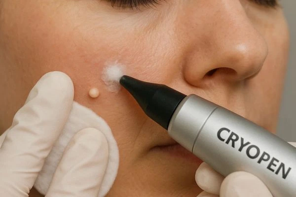 Woman receiving milia removal treatment Mansfield